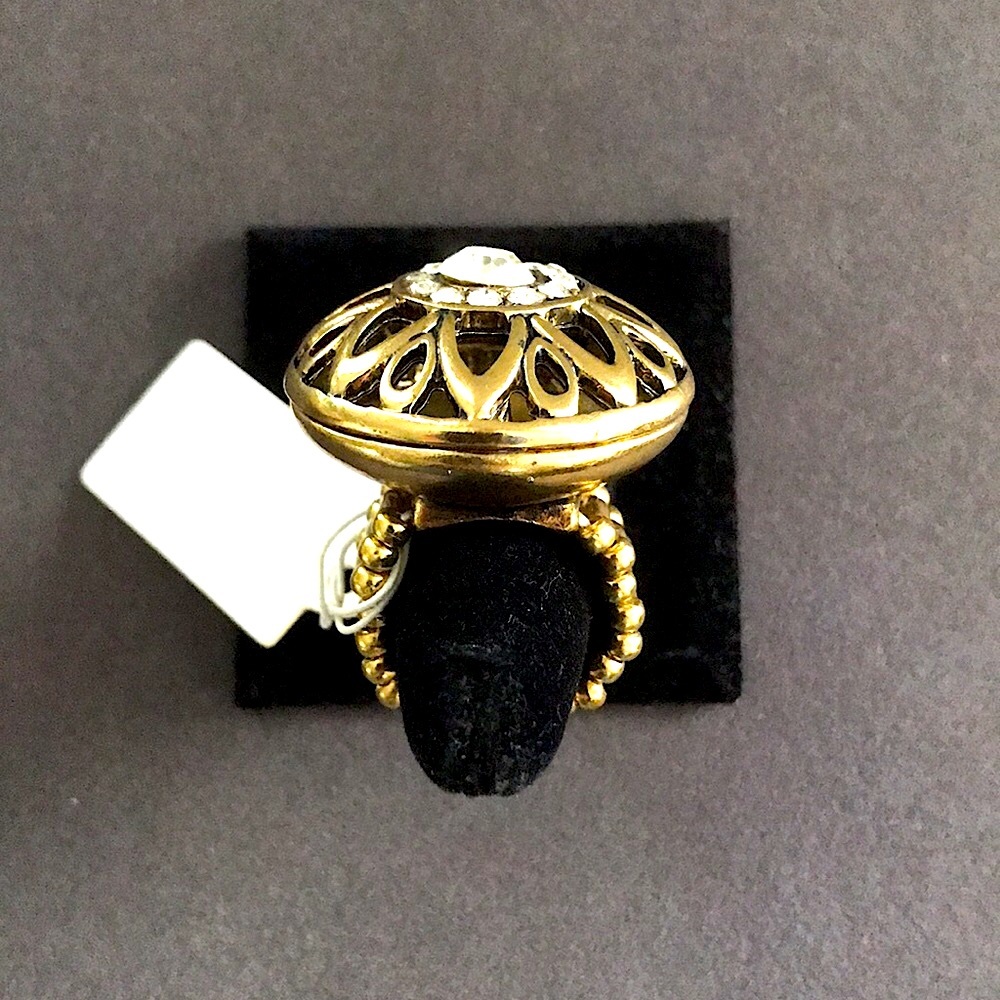 ‼️LAST DAY‼️ Open Metal Work Flower Rhinestone Stretch Ring - Picture 6 of 9